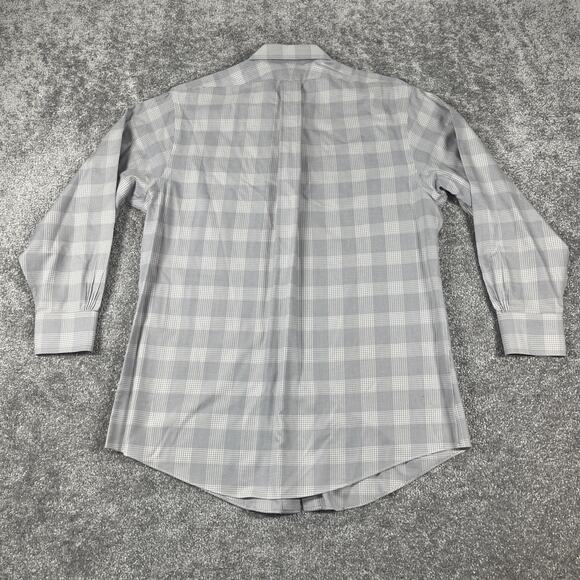 Brooks Brothers Dress Shirt 16.5 2/3 Plaid Non Iron Cotton Houndstooth Gray - Picture 7 of 12